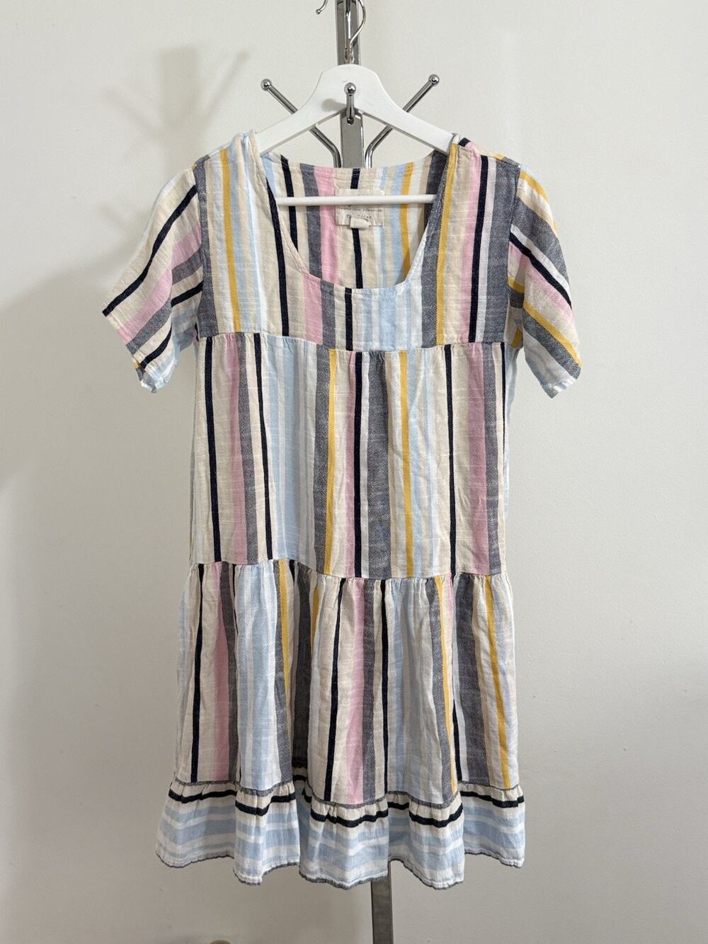 Evy’s Tree The Briar Striped Tiered Babydoll Mini Dress Women’s XS Boho Beach